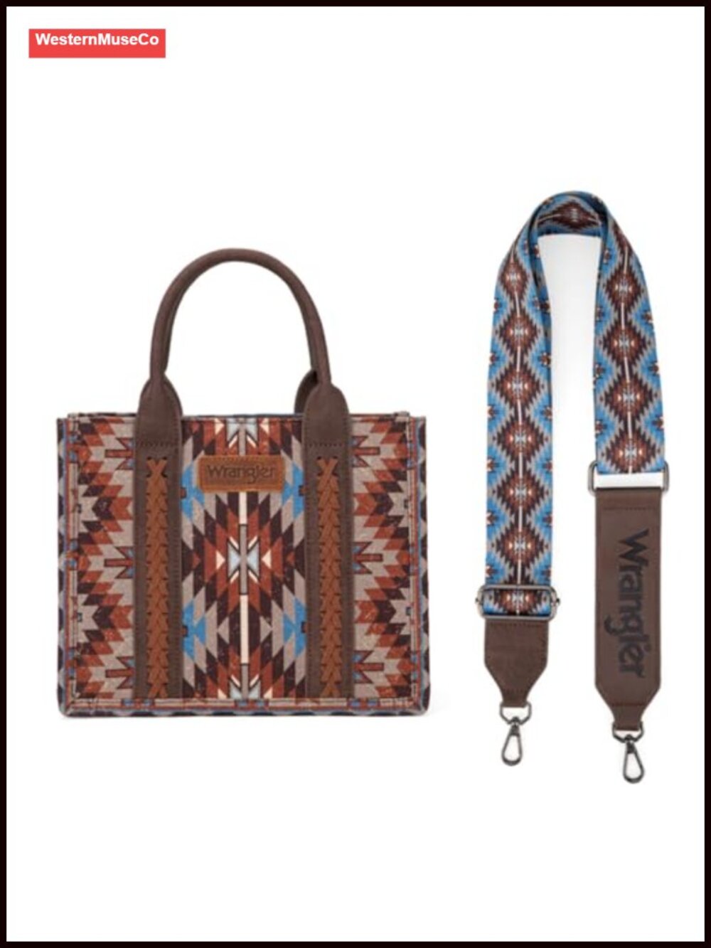 Wrangler Aztec Western Tote Bag Leather Handles Guitar Strap